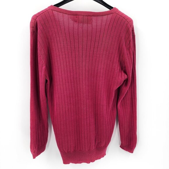 TOCCA Magenta Pink V-Neck 100% Silk Sweater - Picture 2 of 4